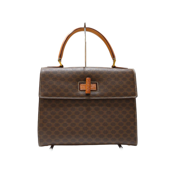 Celine Handbags - CELINE Macadam Turnlock Handbag Tote Bag Brown Leather
